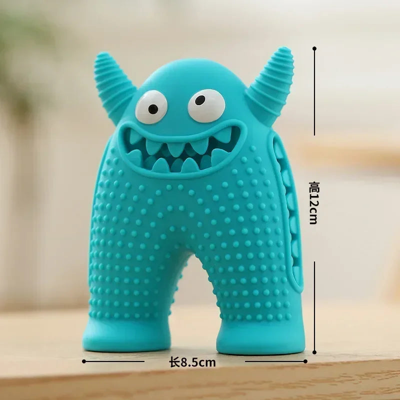 Dog Molar Toy Food Grade Silicone BPA Cute Little Monster Dog Tooth Cleaning Interactive Bite Resistant Sound Toy Pet Supplies