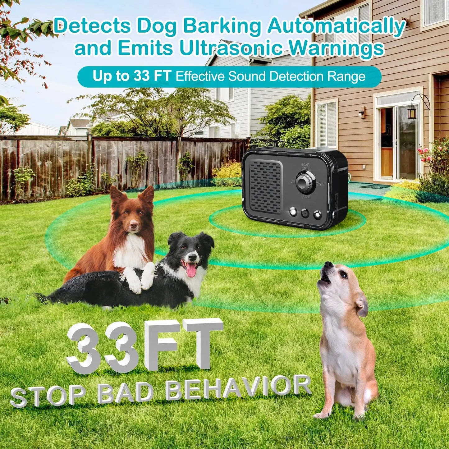 Anti Barking Device Dog Barking Control Devices with 3 Adjustable Level Rechargeable Dog Bark Deterrent Device Bark Box Sonic Do